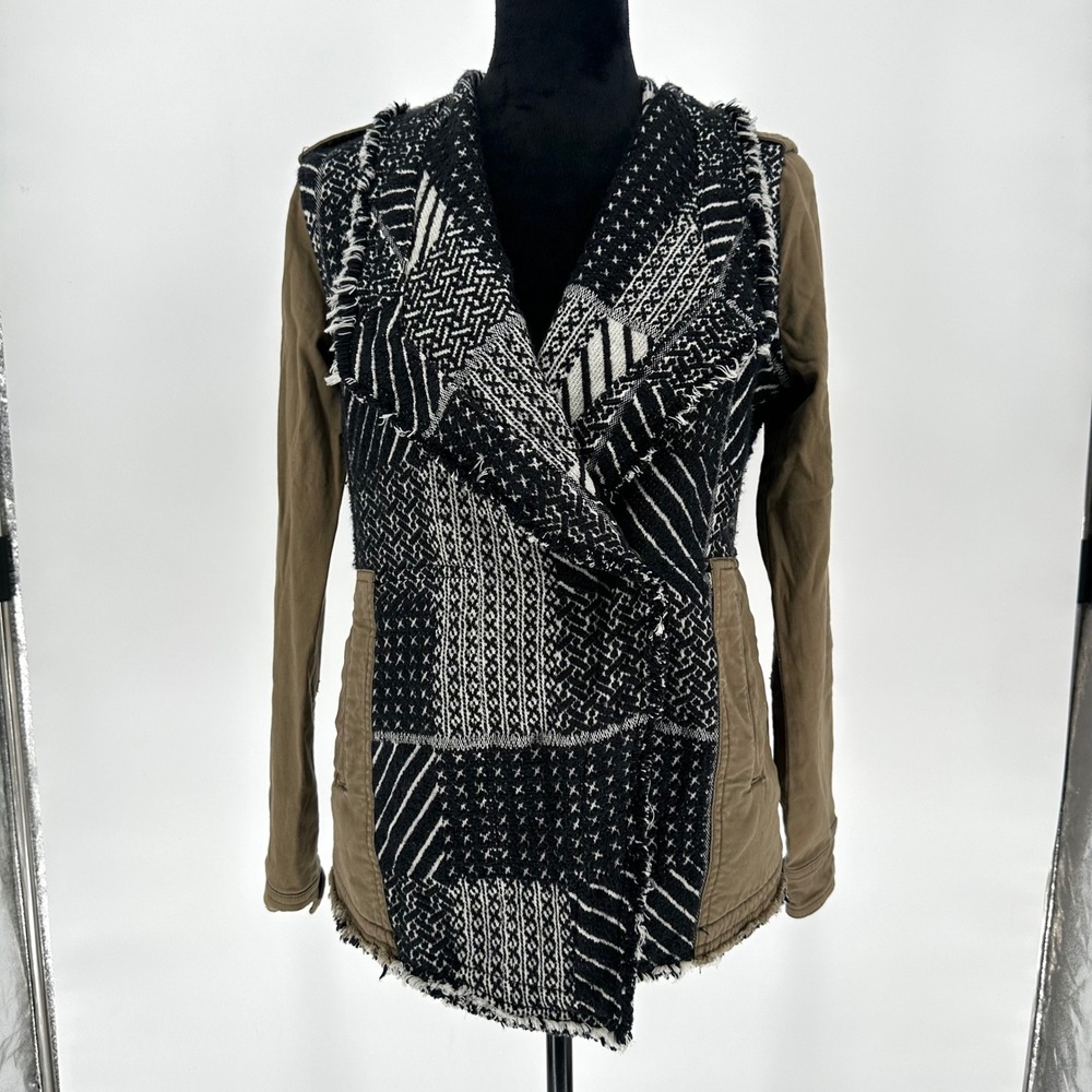 Anthropologie Hei Hei Fringe Pattern Anorak Jacket Keffiyeh Green XS